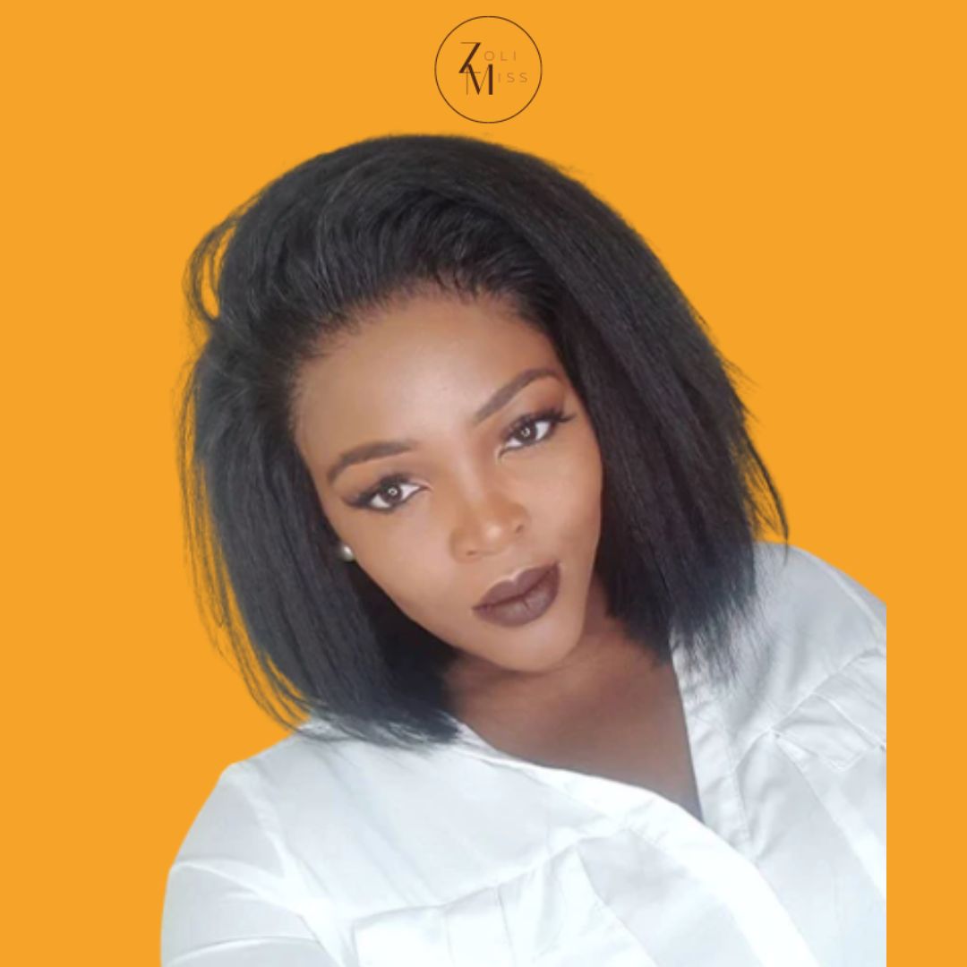 Perruque Afro Bob naturelle Ashley (360 Lace Frontal, Yaki straight)