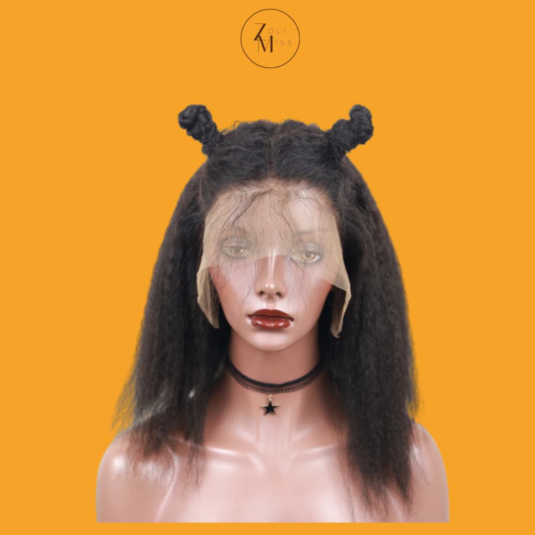 Perruque Afro Bob naturelle Ashley (360 Lace Frontal, Yaki straight)