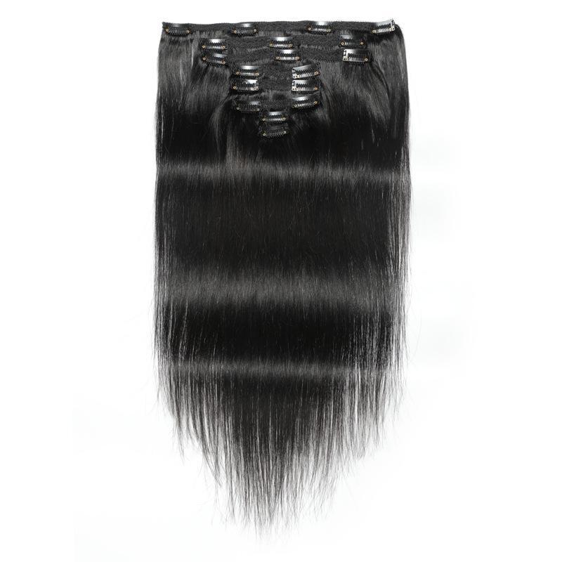 Extensions à clips cheveux naturels raide-lisse-straight Afro