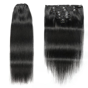 Extensions à clips cheveux naturels raide-lisse-straight Afro