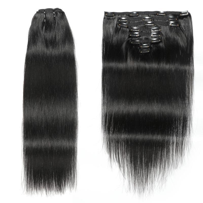 Extensions à clips cheveux naturels raide-lisse-straight Afro